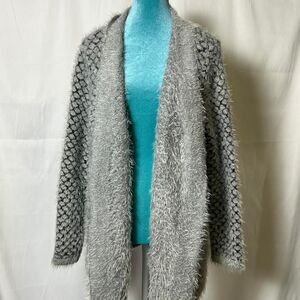 Alison Sheri Y2K Fuzzy Dream Womens Cardigan Sweater Large